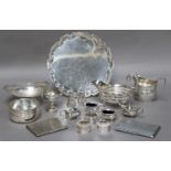 A Collection of Assorted Silver and Silver Plate, the silver comprising a christening bowl,