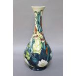 A Moorcroft Pottery Bottle Vase, by Rachel Bishop 'Bullrush' pattern, 32cmMinor glaze crazing