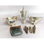 A Collection of Assorted Silver and Silver Plate, the silver comprising a silver a two-handled cup