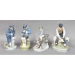 Royal Copenhagen, four pastoral figures, model No.'s, 905, 772, 782, 627, the tallest 21cm (4)