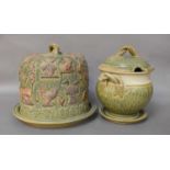 Martin Homer Studio Pottery Tureen Cover and Stand, together with a similar cheese dome decorated