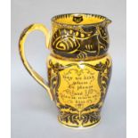 A Royal Doulton Art Nouveau Pottery Jug, printed with stylized cats and inscribed with a verse '