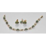 A 9 Carat Gold Emerald and Diamond Bracelet, length 16.6cm (with spare link); and A Pair of 9