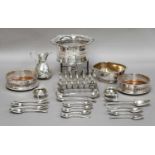 A Collection of Assorted Silver and Silver Plate, the silver comprising: a pair of Victorian