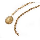A 9 Carat Gold Pendant on Chain, pendant length 3.2cm, chain length 49cmGross weight 13.3 grams.