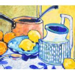 British School (20th Century)Pots N Pans Inscribed verso, oil on canvas, together with an abstract