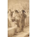 After Sir Lawrence Alma-Tadema (1836-1912)Classical Maidens on a Balcony Signed, lithograph,