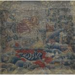 A Framed Fragment of a 17th Century Tapestry52cm squareThe fragment is stable but there are numerous