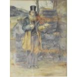 British School (19th century)Study of an elderly fiddle playerWatercolour, 67cm by 48.5cm