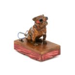 Carl Kauba (Austrian): A Rare Bronze Illuminated Bull Dog Car Mascot, pre 1920's, signed C Kauba