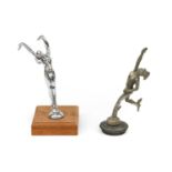A 1930's Chromed Car Mascot, in the form of a nude female with arms outstretched, 17cm high and A