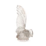 Rene Lalique (1860-1940) French: Coq Nain Glass Car Mascot, with a frosted and clear glass body in