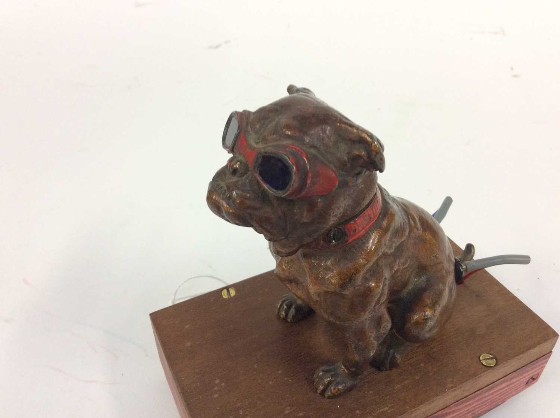 Carl Kauba (Austrian): A Rare Bronze Illuminated Bull Dog Car Mascot, pre 1920's, signed C Kauba - Image 4 of 4