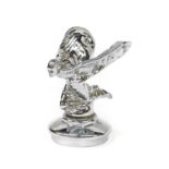 A Chromed Car Mascot, in the form of the Spirit of Ecstasy (unmarked), mounted on a circular