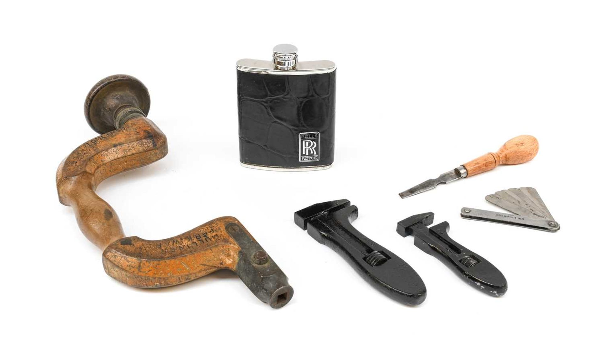 Automobilia, to include: Mulliner Park Ward Limited: a wooden and brass builder's hand brace, a pair