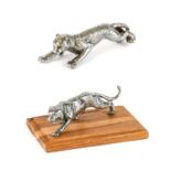 A 1930's Chromed Car Mascot, in the form of a Jaguar, possibly by Desmo, 16cm, and A Similar