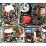 ~ Four Boxes of Various Car Spares, to include: spark plugs, headlamp housing, spares etc