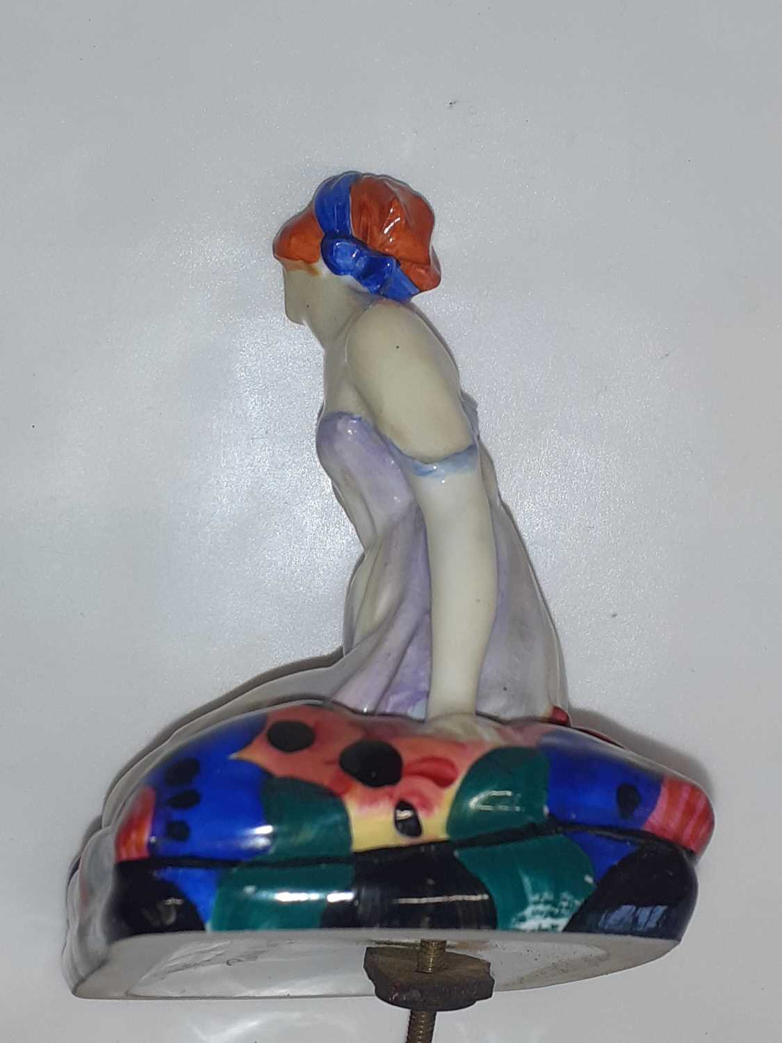 A Royal Doulton Negligee Figural Table Lamp, the figure bolted to a stained plinth base with brass - Image 4 of 10