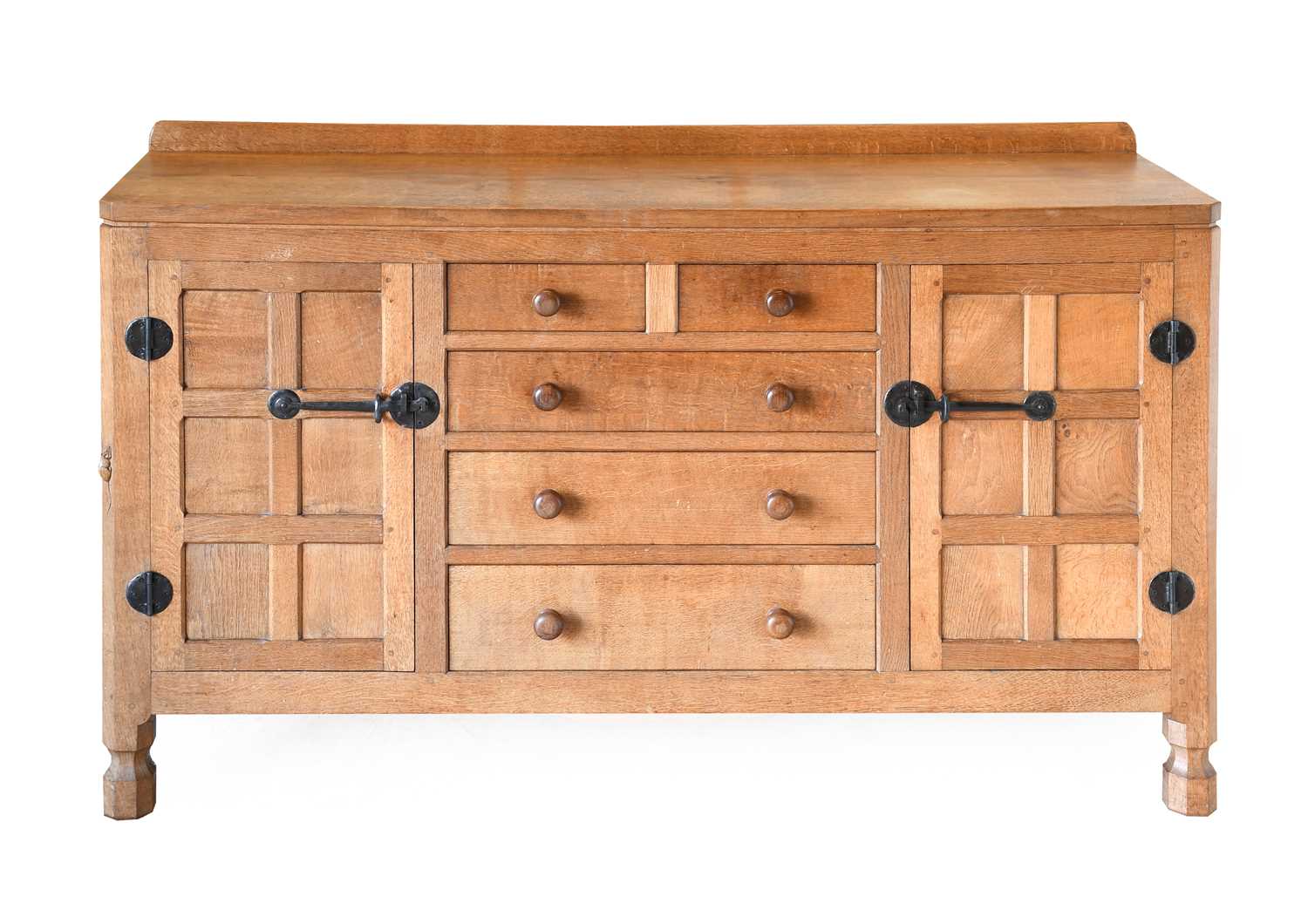 Workshop of Robert Mouseman Thompson (Kilburn): An English Oak 5ft Sideboard, 1959, with raised