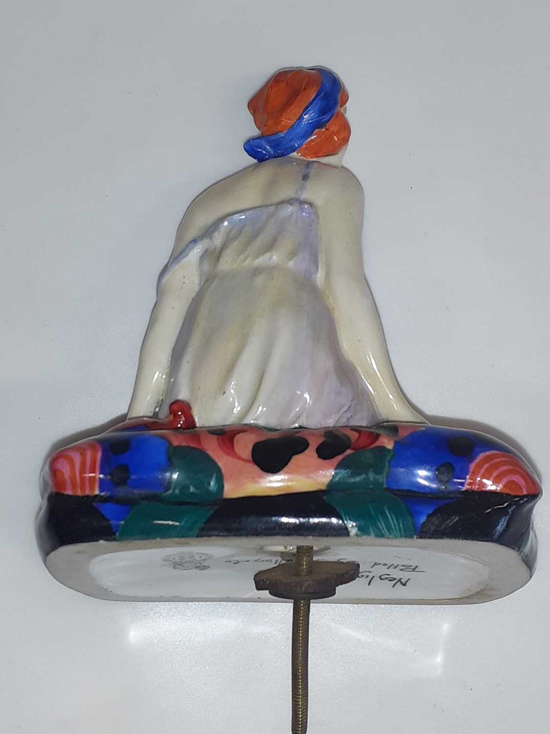 A Royal Doulton Negligee Figural Table Lamp, the figure bolted to a stained plinth base with brass - Image 5 of 10