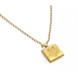 A 9 Carat Gold Locket on A 9 Carat Gold Chain, pendant length 3.2cm, chain length 37cmGross weight