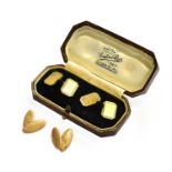 Two Pairs of 9 Carat Gold Cufflinks Gross weight 8.1 grams.