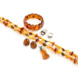 A Small Quantity of Jewellery Including, amber and amber type necklace, bracelet, pendant and