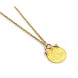 A 1913 Half Sovereign Pendant on Chain, pendant length 2.6cm, chain length 45cmChain unmarked, in