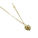 An Enamel and Split Pearl Mourning Pendant on A 9 Carat Gold Chain, pendant length 2.8cm, chain