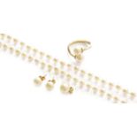 A Cultured Pearl Necklace, length 48cm; A Cultured Pearl Pendant, length 1.5cm; A Cultured Pearl