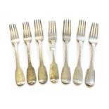 A Set of Five William IV Silver Table Forks, marked WMP, London 1833, another by Josiah Williams &