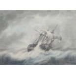 British School (19th century) A ship in choppy seas Watercolour, 27.5cm by 38.5cm