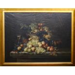 British School (20th century) still life study of fruit Oil on canvas, 90cm by 120cm