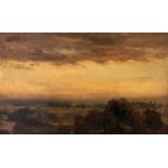 Robert Gallon (1845-1925)"Knaresborough, Yorkshire. Sunset""From Barnard Castle, Durham"Oil on