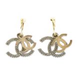 Chanel, a Pair of Hoop Earrings, Circa 2011 each hung with silver-tone decorative graduated