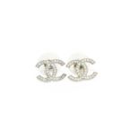 Chanel, A Pair of Classic 'CC' Stud Earrings, Circa 2010 set with diamante stones, on silver-tone