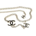 Chanel Chain Link Belt, the white curb link chain, hung with three interlaced 'C' monograms in