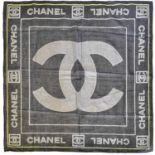 Chanel Black Silk Chiffon Scarf, Circa 2014 comprising a stylish rectangular scarf with multi-
