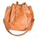 Louis Vuitton Brown Epi Leather Drawstring Bag, with a brown suede lining, impressed 'AR0916' with