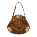 Gucci Brown Python Babushka Hobo Indy Bag, with gilt-tone hardware, two leather tassels with