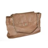 Circa 2010 Chanel Brown Quilted Leather Shoulder Bag, with chrome coloured hardware, two pockets