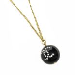 Chanel Ball Pendent Necklace, Circa 2009 comprising a black resin ball pendent with 'jewelled'