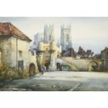 Noel Harry Leaver ARCA (1889-1950)A view of York Minster from Bootham Bar Signed, watercolour,