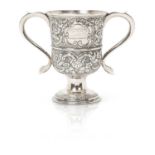 A George III Provincial Silver Two-Handled Cup, by John Langlands, Newcastle, 1773, inverted pear-