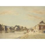 Patrick Hall (b.1935)"Ouse Bridge from Staithe Bridge, York"Signed and dated 1945, pencil and