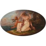 Follower of Angelica Kauffman RA (1741-1807)Venus and CupidOil on panel, 47cm dia. (oval) unframed