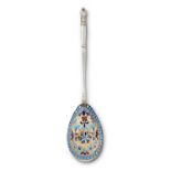 A Russian Silver and Cloisonne Enamel Spoon Maker's Mark Worn, Moscow, Circa 1890