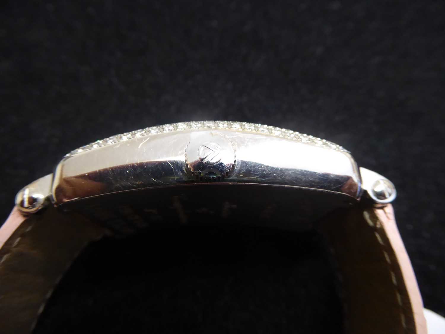 A Fine and Unusual "Crazy Hours" Dial 18 Carat White Gold Diamond Set wristwatch, signed Franck - Image 6 of 14