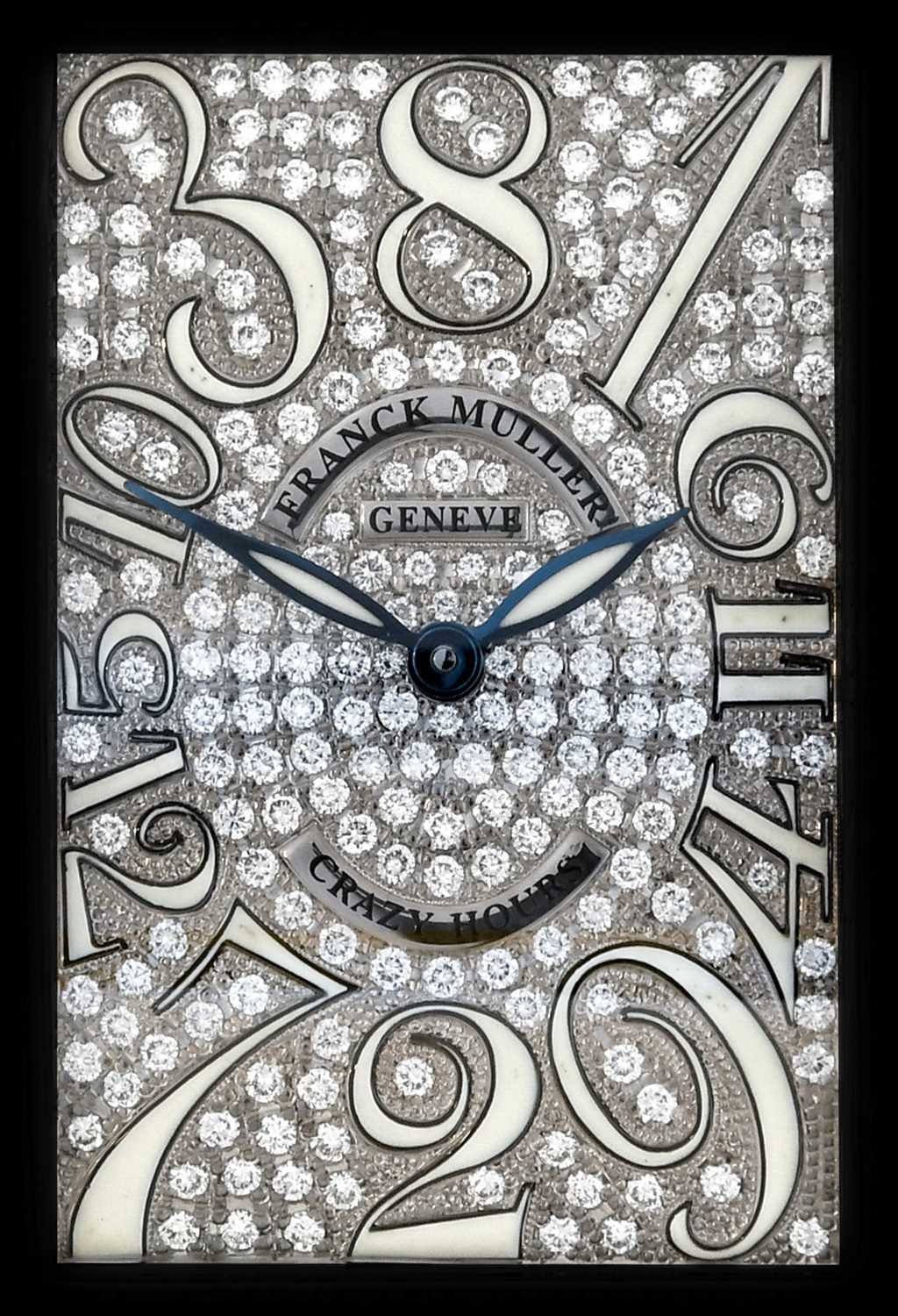 A Fine and Unusual "Crazy Hours" Dial 18 Carat White Gold Diamond Set wristwatch, signed Franck - Image 2 of 14