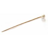 A Pearl Stickpin, measures 7.28mm approximately, casedNB: The pearl has not been laboratory tested